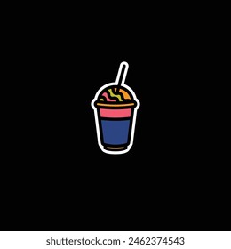 Original vector illustration. The icon of a milkshake glass. Hand drawn, not AI