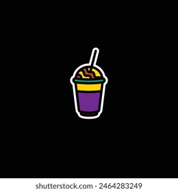 Original vector illustration. The icon of a milkshake glass. Hand drawn, not AI