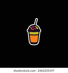 Original vector illustration. The icon of a milkshake glass. Hand drawn, not AI