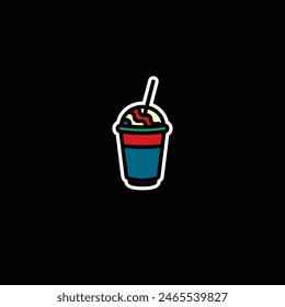 Original vector illustration. The icon of a milkshake glass. Hand drawn, not AI