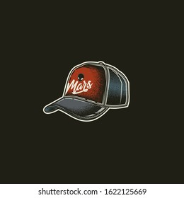 Original vector illustration, icon in retro style. Stylish cap-baseball.