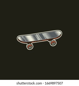 Original vector illustration, icon in retro style. Vintage skateboard.