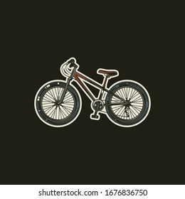 Original vector illustration, icon in retro style. Sports bicycle with large wheels.