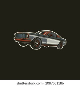 Ilustración vectorial original, icono en estilo retro. El auto muscular americano.