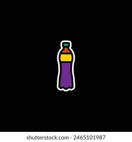 Original vector illustration. The icon of the sparkling water bottle. Hand drawn, not AI
