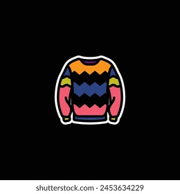 Original vector illustration. The icon of a warm knitted sweater with a pattern. Hand drawn, not AI