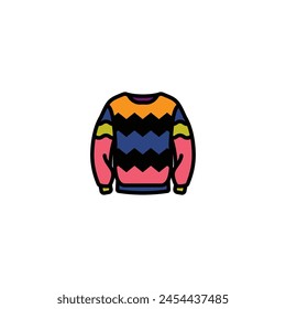 Ilustración vectorial original. El icono de un suéter de punto cálido con un patrón. Dibujado a mano, no AI