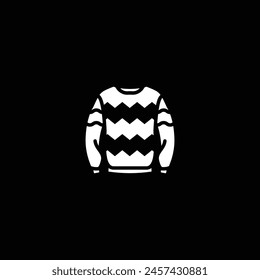 Original vector illustration. The icon of a warm knitted sweater with a pattern. Hand drawn, not AI