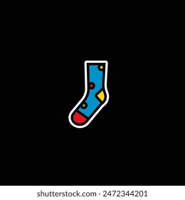 Ursprüngliche Vektorillustration. Die Ikone der warmen Wintersocken. Handgezeichnet, keine KI