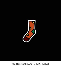 Original vector illustration. The icon of warm winter socks. Hand drawn, not AI