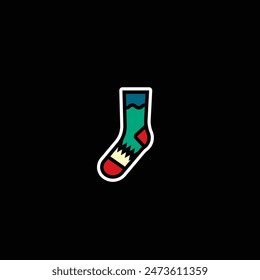 Original vector illustration. The icon of warm winter socks. Hand drawn, not AI