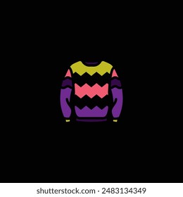Original vector illustration. The icon of a warm knitted sweater with a pattern. Hand drawn, not AI