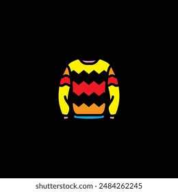 Original vector illustration. The icon of a warm knitted sweater with a pattern. Hand drawn, not AI