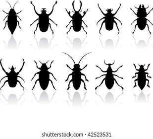 Original Vector Illustration: Insects silhouettes set AI8 compatible
