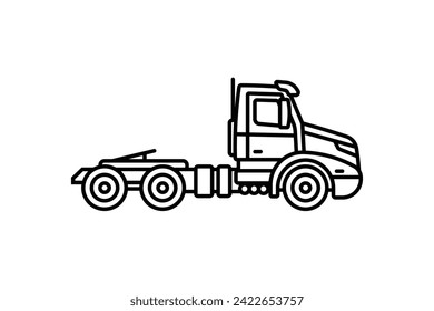 Original vector illustration. A large truck. A contour icon. Hand drawn, not AI