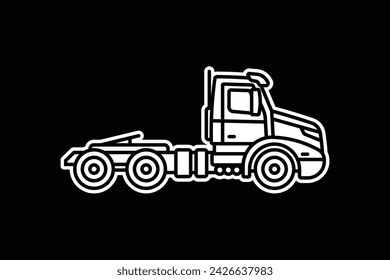 Original vector illustration. A large truck. A contour icon. Hand drawn, not AI