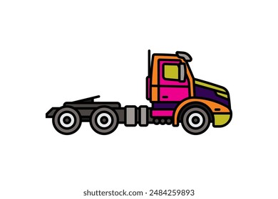 Original vector illustration. A large truck. A contour icon. Hand drawn, not AI