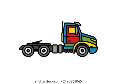 Original vector illustration. A large truck. A contour icon. Hand drawn, not AI