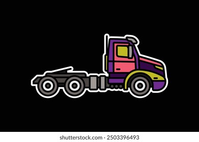 Ilustración vectorial original. Un camión Grande. Un icono de contorno. Dibujado a mano, no AI