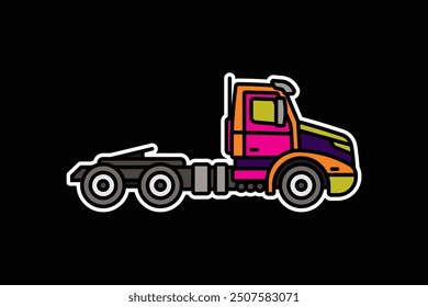 Original vector illustration. A large truck. A contour icon. Hand drawn, not AI