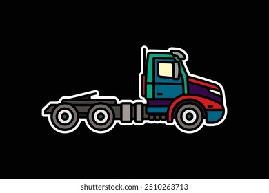 Original vector illustration. A large truck. A contour icon. Hand drawn, not AI
