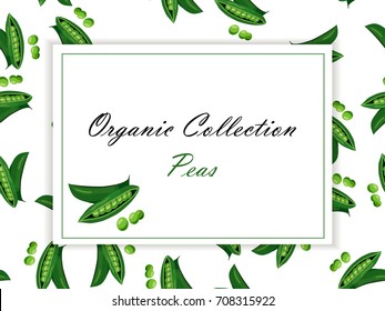 original vector illustration logo for whole ripe vegetables round peas with green stem leaf. Peas drawing consisting of tag label, Fully adjustable & scalable. packages design. Organic collection