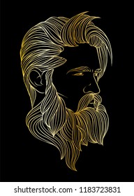 Original vector illustration, man with fashionable hairstyle. Hipster. Print on a t-shirt or sticker.
