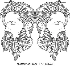 Original vector illustration, man with fashionable hairstyle. Hipster. Print on a t-shirt or sticker.
