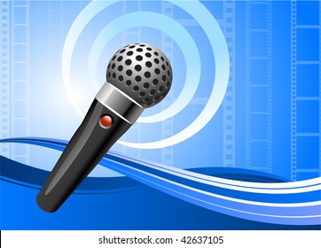 Original Vector Illustration: microphone on film reel background AI8 compatible
