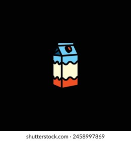 Ilustración vectorial original. Icono de leche en una caja de papel. Dibujado a mano, no AI