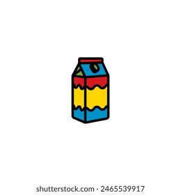 Ilustración vectorial original. Icono de leche en una caja de papel. Dibujado a mano, no AI