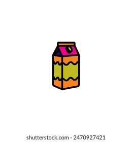 Original vector illustration. Milk icon in a paper box. Hand drawn, not AI