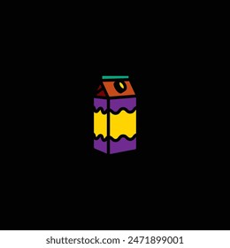 Original vector illustration. Milk icon in a paper box. Hand drawn, not AI