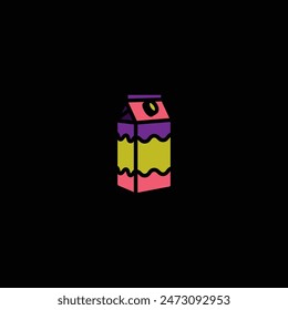 Original vector illustration. Milk icon in a paper box. Hand drawn, not AI