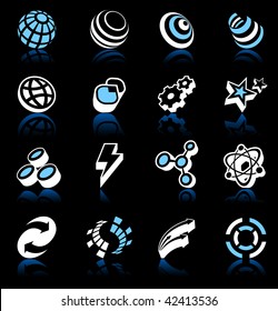 Ilustración vectorial original: Colección de elementos de diseño moderno sobre negro
