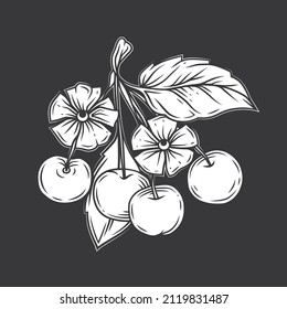 Original vector illustration of monochrome flowers.
