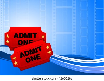 Original Vector Illustration: Movie tickets on film background AI8 compatible