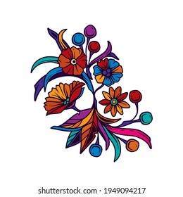 Ilustración vectorial original en estilo neón. Un ramo de flores brillante.
