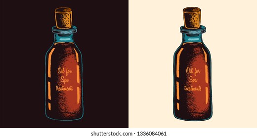 Original vector illustration of oil for Spa treatments hand drawing
