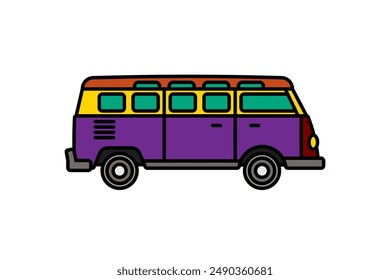 Original vector illustration. An old travel van. A contour icon. Hand drawn, not AI