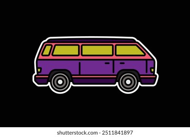 Original vector illustration. An old travel van. A contour icon. Hand drawn, not AI