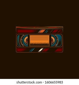 Original vector illustration. Old VHS videotape in retro style
