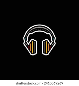 Original vector illustration. The outline icon of large wireless headphones. A design element. Hand drawn, not AI