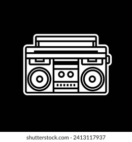 Original vector illustration. The outline icon of a portable stereo recorder. A boombox. Hand drawn, not AI