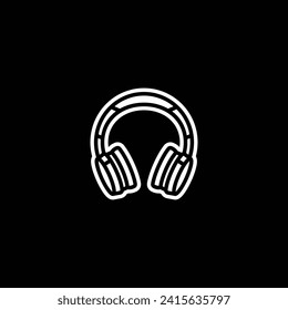 Original vector illustration. The outline icon of large wireless headphones. Hand drawn, not AI