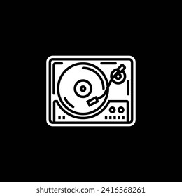 Original vector illustration. The outline icon of the vinyl record player. Hand drawn, not AI