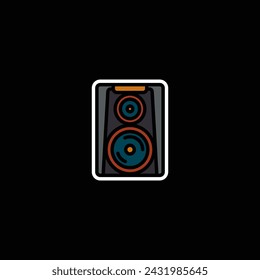 Ilustración vectorial original. Icono de contorno de un altavoz de música grande. Dibujado a mano, no AI