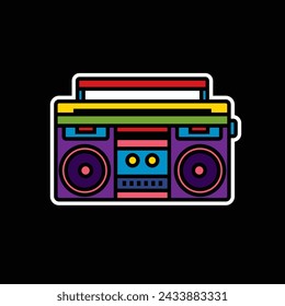 Original vector illustration. The outline icon of a portable stereo recorder. A boombox. Hand drawn, not AI