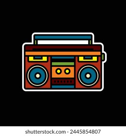 Original vector illustration. The outline icon of a portable stereo recorder. A boombox. Hand drawn, not AI