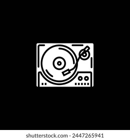 Original vector illustration. The outline icon of the vinyl record player. Hand drawn, not AI